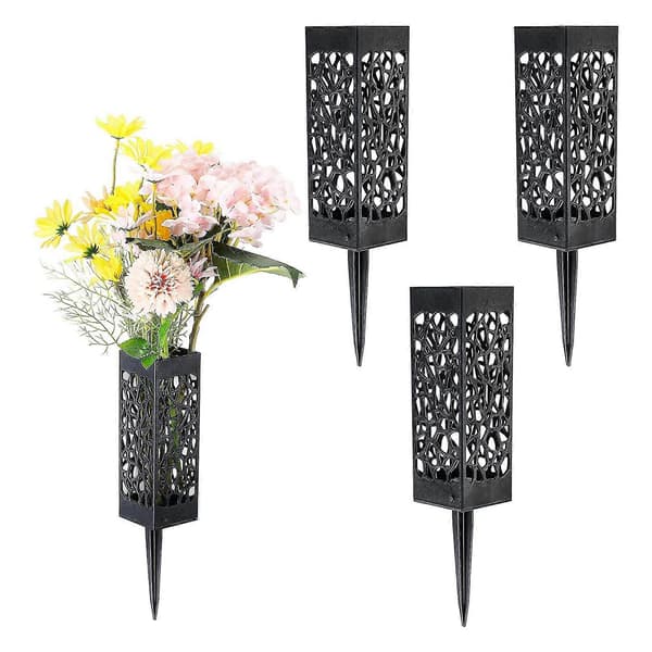 Blomsterbeholdere til gravplass med spyd - 4 pakning gravstein vase minnemarkering gravpynt