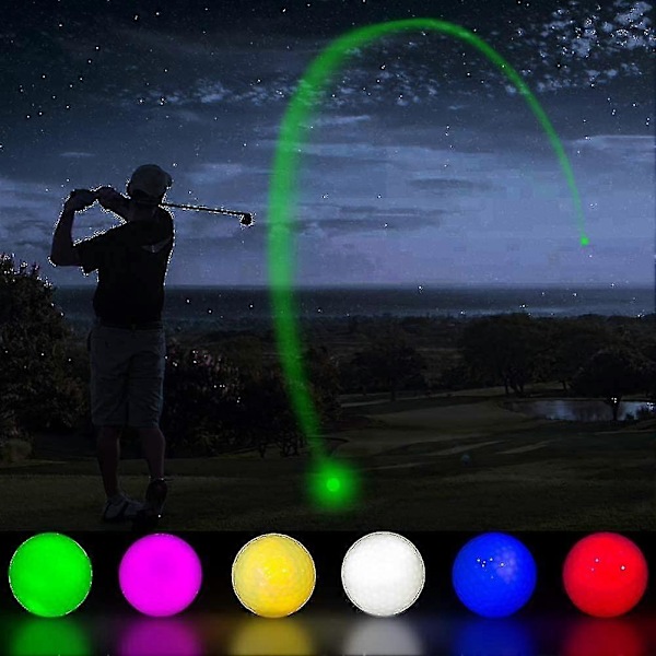 6 st LED-glödande golfbollar, blinkande lysande golfboll, nattglöd_happyshop