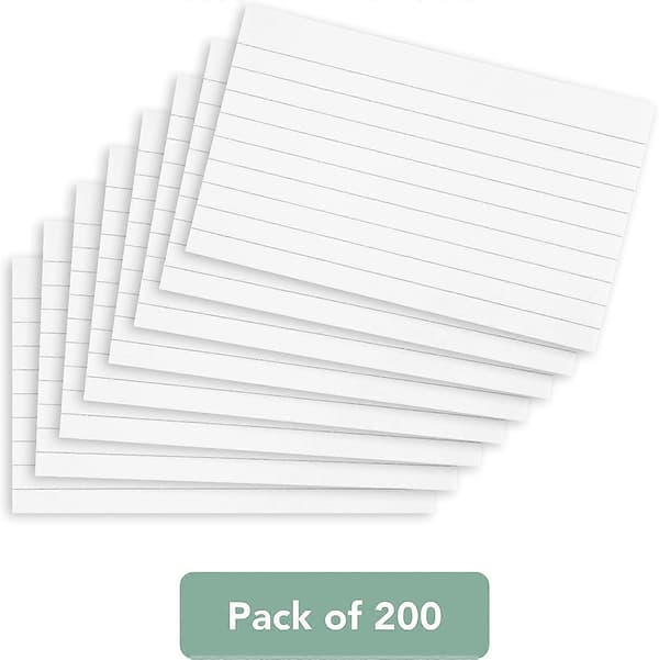 Summit-kort, 200-pack Vit, Linjerade Revisions-kort, 125x75mm
