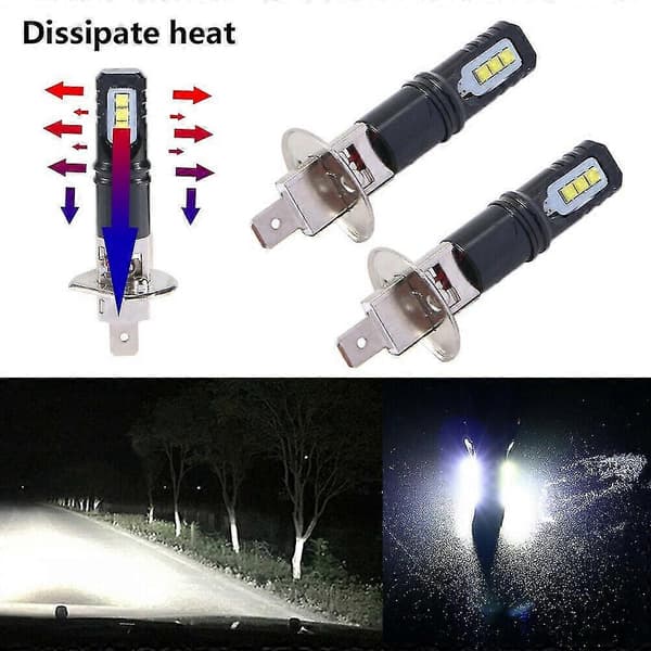 2x 6000k Super Sterkt Hvitt 6000lm LED-frontlyspæresett Fjernlys