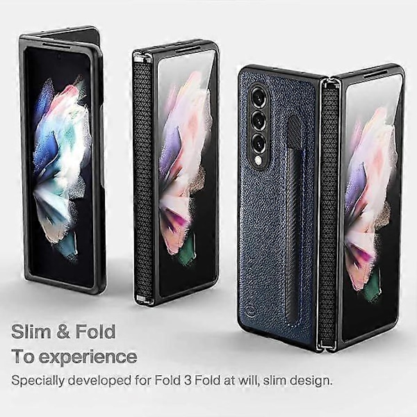 SBSG Golbsky Samsung Galaxy Z Fold 3 Skal med Pennhållare pojke flicka, Gångjärnsskydd Design, Lyxigt Business PU Läder Skal för Galaxy Z Fold 3 5