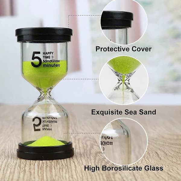 4 stk. Sandtimer 4 Farger Timeglass Sandtimer 3 Min/ 5 Min/ 10 Min/ 20 Min Timer for Barn Spill Klasserom