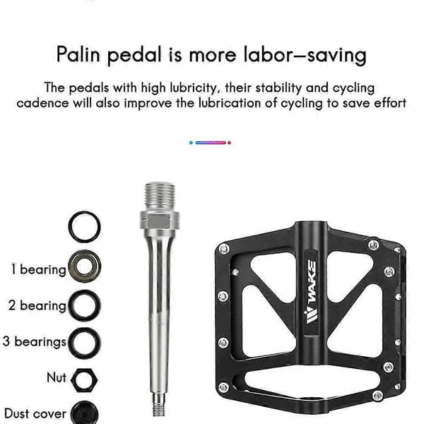 Wake Cykelpedaler Aluminium Legering Leje Cykel Pedal Platform Sort