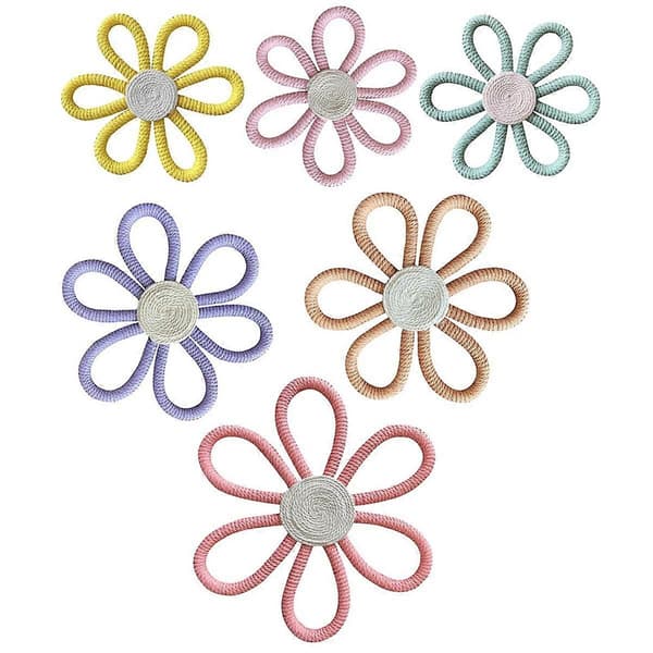 Boho Dekor Daisy Blomma Vävd Makramé Väggbonad Rep Handgjord Vävd Väggprydnad Flickrum Blomma Hängande Hänge A