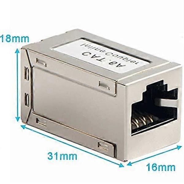 3-delt RJ45 Skærmet Metal CAT6A Inline Kobling, Hun til Hun