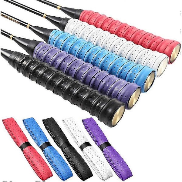 5 stk. Ketsjergreb, badminton tennis Over Grip Tape Åndbare Huller Super Absorberende Anti Slip (5 farver)