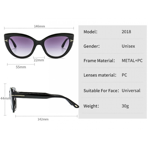 Cateye Solglasögon för Kvinnor Mode Spegelglas Metallram