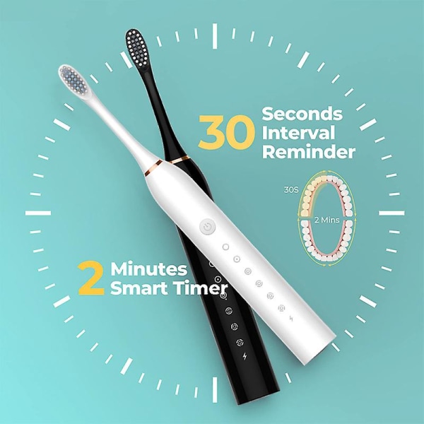 Sonic elektrisk tannbørste, mykt hår for voksne, oppladbar vanntett par tannbørste, 4 børstehoder + brakett + reiseoppbevaringsboks