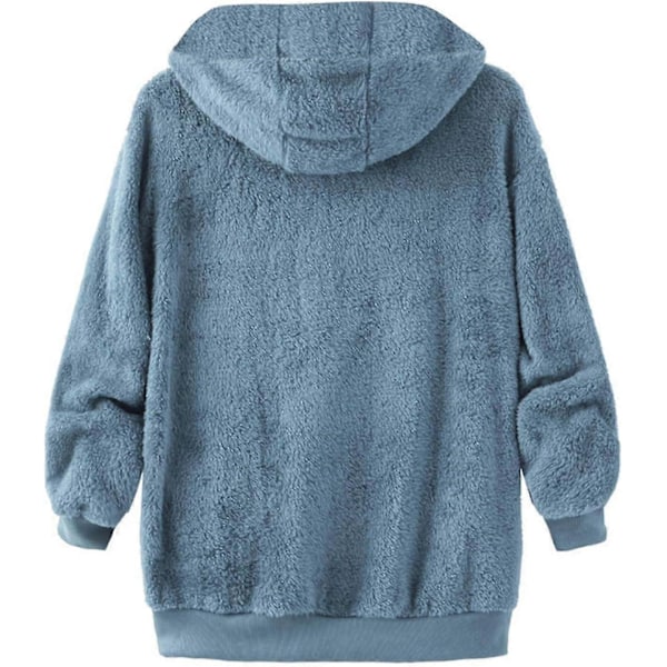 Fleecejacka för damer - Fluffig vinterparkas lång termisk kappa