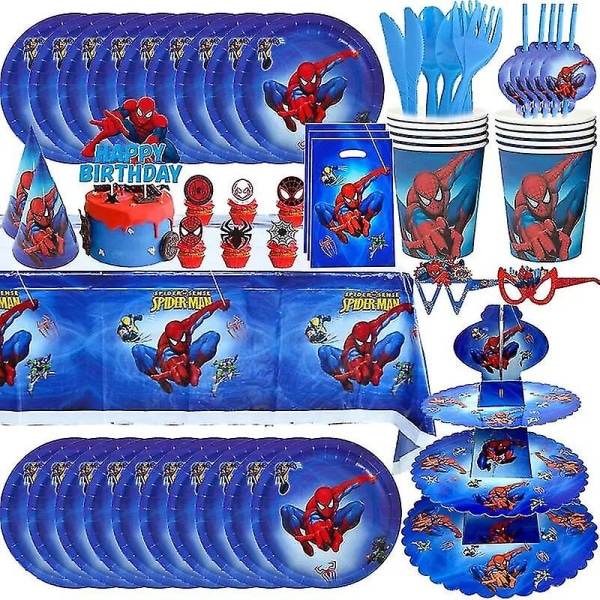 Spiderman-tema Bursdagsfest Dekorasjonsrekvisita Servise Kopptallerken Servietter Spiderman Ballong Happy Party Deco For Barn Gutter Trygg og topp kvalitet
