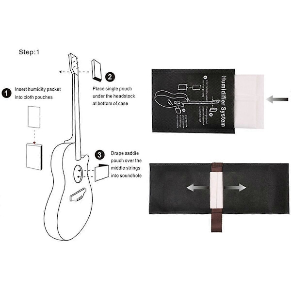 Gitarr Automatisk Luftfuktare Set Akustisk Gitarr Tvåvägs Luftfuktighetsjustering Paket Klassisk Folk