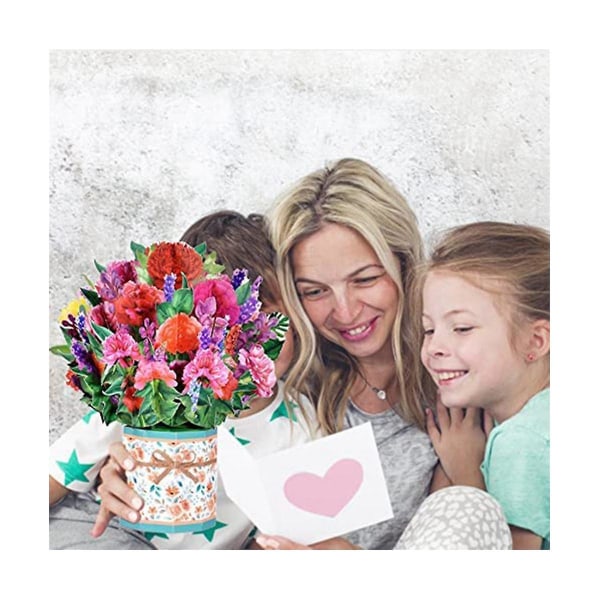 Pop-Up-kukkakimppu onnittelukortit henkilölle , Paperinen kukka ponnahduskortti 3D-syntymäpäiväkortit Äitienpäivä G