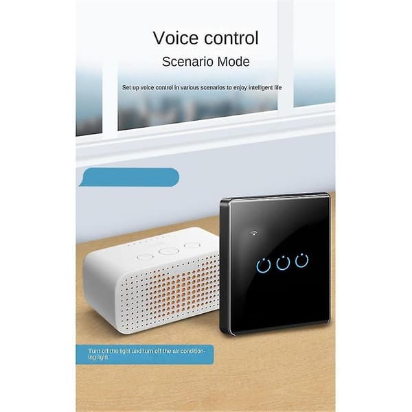 Tuya Wifi Smart Switch Touch Ljusbrytare Enkel Noll Strömförande Ledning Universal 1 Brytare Svart