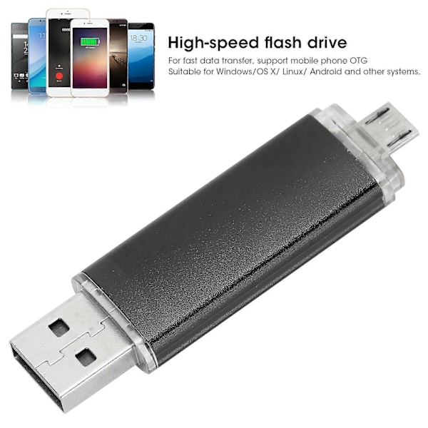 USB-minne OTG Minne Stick 2 i 1 Micro Thumb U Disk Telefon Lagrings Tillbehör 128GB YEMMA