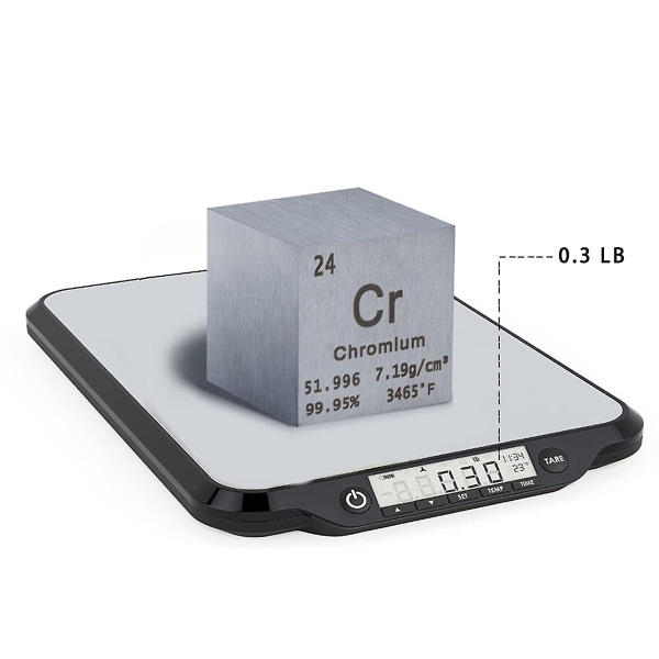 1 tommer (ca. 2,5 cm metal, højdensitet Elements-terning rent metal, brugt i Elements Series Laboratory E