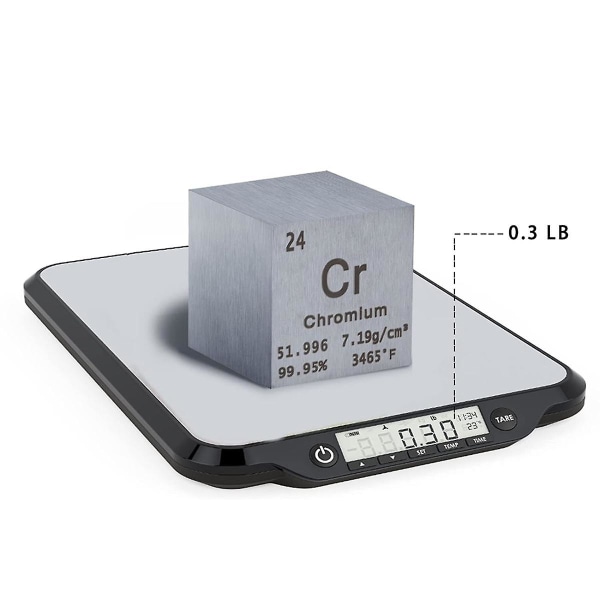 1 tommer (ca. 2,5 cm metall, høydensitetselementer-kube rent metall, brukt i Elements Series Laboratory E