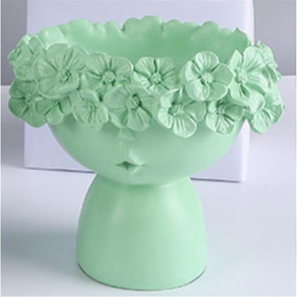 Hoved Plantekasse Resin Vase Ansigtsvase Kreativ Sukkulent Hjemmekontor Dekoration