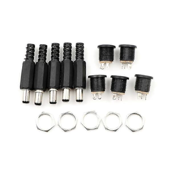 10 stk. 5,5 mm x 2,1 mm Han DC Strømstik Konnektor Skruelås Hun Panel Socket SHYTMV