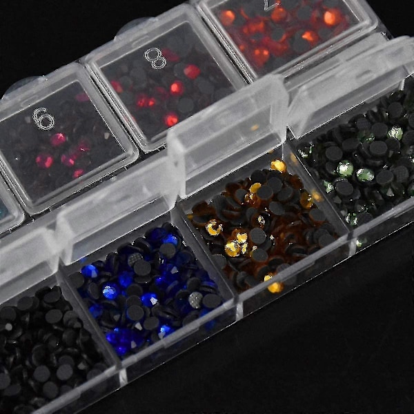 2160 st Strass Kristall Strass Stryk-på Hotfix Strass Dekoration För Hantverk Kläder Skor Väskor Naglar Diy 12 Färger