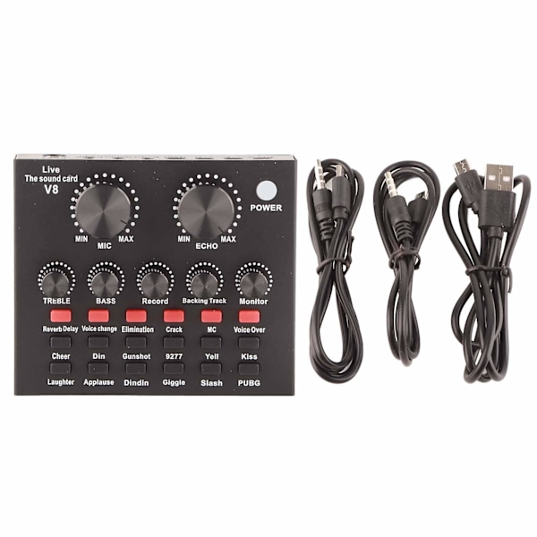 Lydkort Svart Metall Bluetooth Type Dataspill Live o Tilbehør V8a2