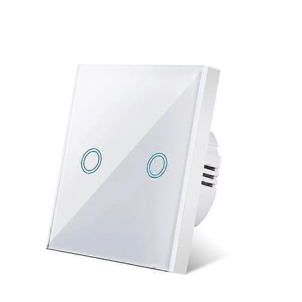 EU Touch Switch AC100-240V Hærdet Sort Hvid Krystal Glaspanel Strøm Væg Lys Sensor Afbrydere touch two white