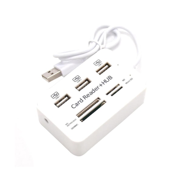 7-i-1 Bärbar Multifunktionell 3-Port USB-Hub 2.0 Splitter Combo Kortläsare Stöd TF SD M2 SDHC