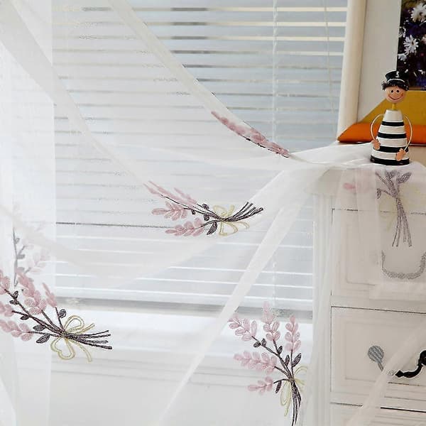 Lett Gardin Tyll Vindusbehandling Voile Drapering Kappe 1 Panel Stoff