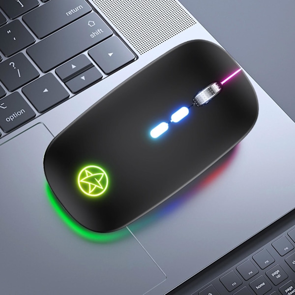 A20 Bærbar Datamaskin Mus Trådløs Dobbel Modus RGB 5 Knapper Ergonomisk Stille Oppladbar 2.4GHz/Bluetooth-kompatibel Datamaskin Mus PC Tilbehør