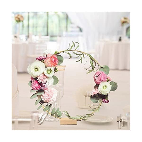 10 stk. 30 cm Metal Blomsterkrans Midterstykke med Stativ til Bord, Macrame Guld Krans Ring Midterstykke