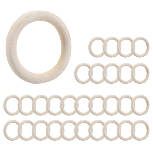 30 st 70 mm Träringar, Träringar för DIY-hantverk, Makrame Växtupphängning, Smycken och J