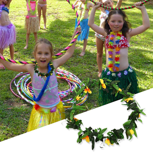 Luau Leis 3 stk Kunstige Blomster Tropiske Hawaiiske Lei Blad Halskjeder til Kostyme og Strandfest