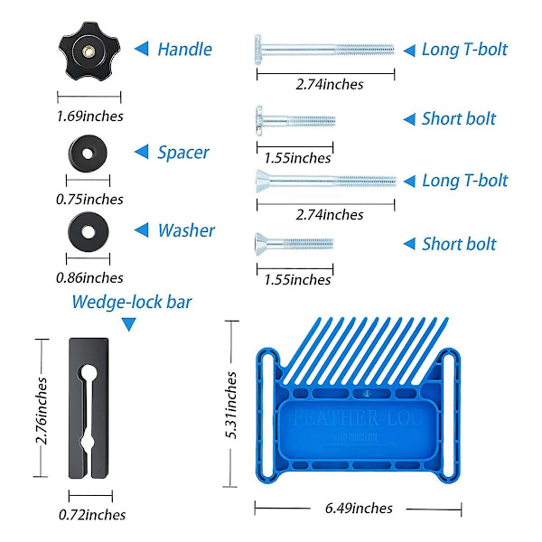 Opgraderet Featherboard Sikkerhedsanordning Stabelbar Feather Board Passer de fleste standarder, T-spor, T-skinner O