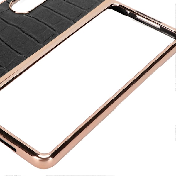 Telefoncover Beskyttelsescover til Samsung Galaxy Z Fold 4 Nano Plating Crocodilian Mønster Ægte Læder Ridsefast Sort YEMMA