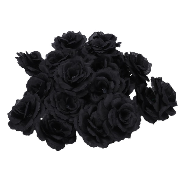 20 Stk. Schwarze Rose knstliche Seide Blume Party Hochzeit Haus Bro Garten Shop Dekor DIY