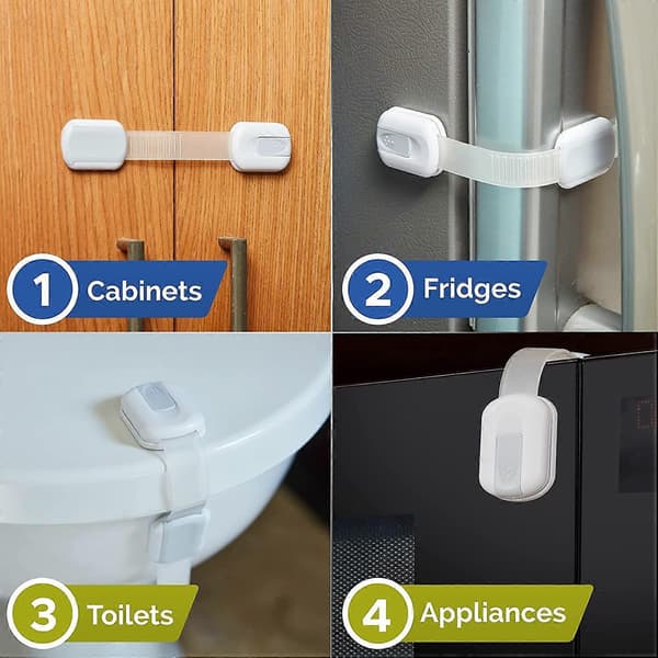 Lådlås Anti-kläm Hand Skåplås Plast Vit Säkerhetsspänne 5pcs