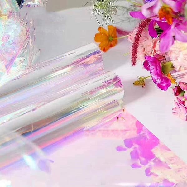 20 stycken 59 cm x 57 cm Cellofanpapper Iridescent Film Presentpapper Regnbåge Blomma Inpackningspaket