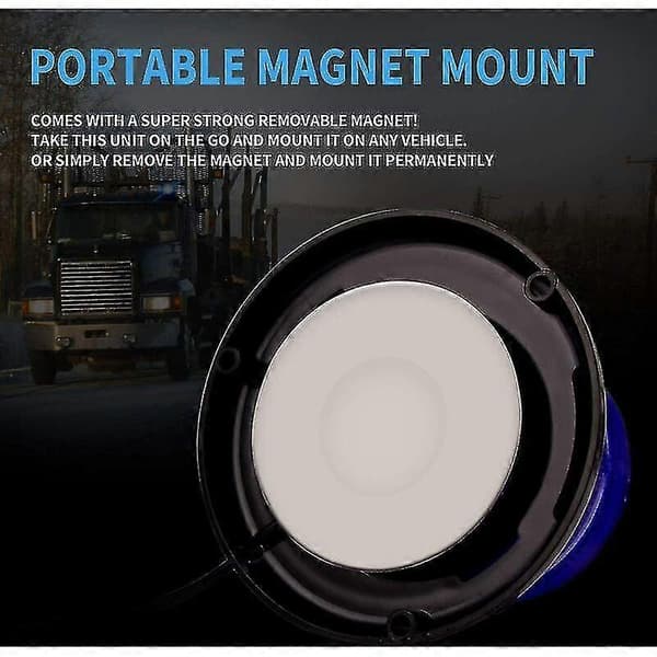 (Blått ljus) 12V LED-strobeljus Magnetisk blinkande nödsignallampa