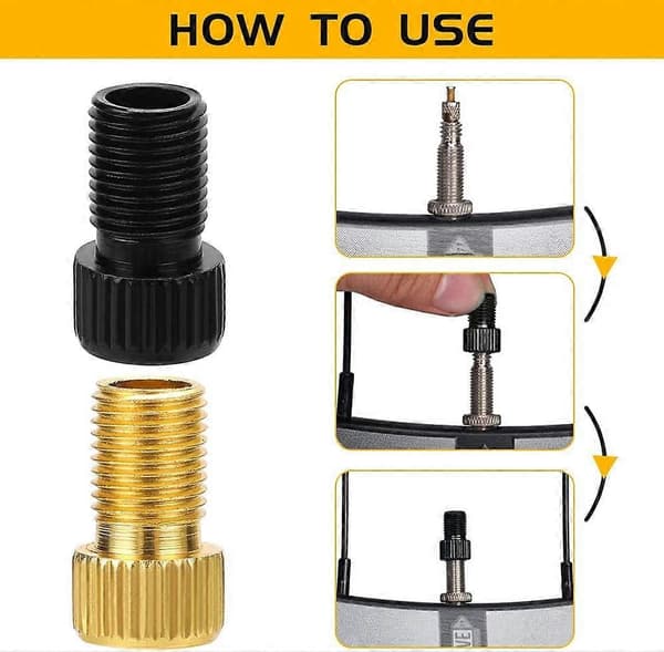 4 stk. Presta ventiladapter, adapterkonverter/cykelventiladapter med sort O-ring, pump dæk op med standardpumpe eller luftkompressor