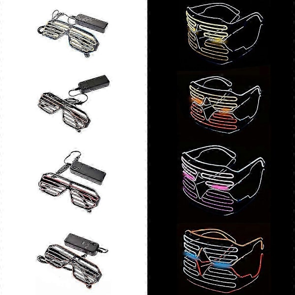 LED Lysande Glasögon Halloween Glödande Neon Julfest Glasögon Blinkande Ljus Självlysande Solglasögon Glas Festival Tillbehör Kostymer