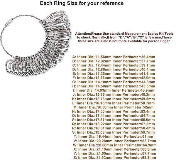 Ringmåler Sett Metall Ringmåler Verktøy Finger Måleverktøy Ringstørrelse