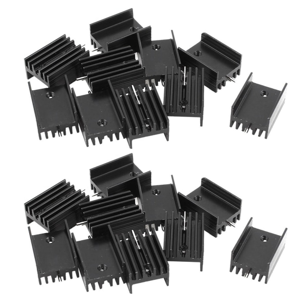 20 stk 21x15x11mm sort aluminium køleplade til To-220 Mosfet transistorer
