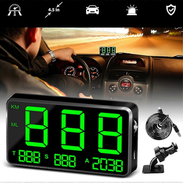 Bil GPS Speedometer Head Up Display Hastighetsovertredelse Mph/km/t Varselalarm