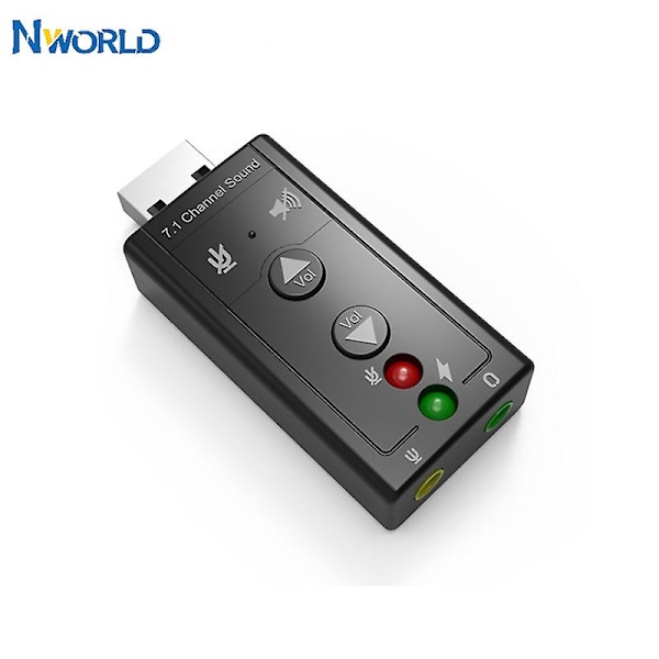 Nworld Portabelt 3.5mm Ljudkort Externt Usb 2.0 7.1 Kanal 3d Ljud Mini Adapter Hörlurs Mikrofon Gränssnitt För Pc Usb Ljudkort