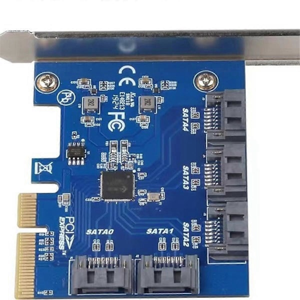 PCI-E Riserkort PCIE 3.0-4X til 5 SATA Udvidelseskort PCIE til SATA Riserkort Adapterkort til PC