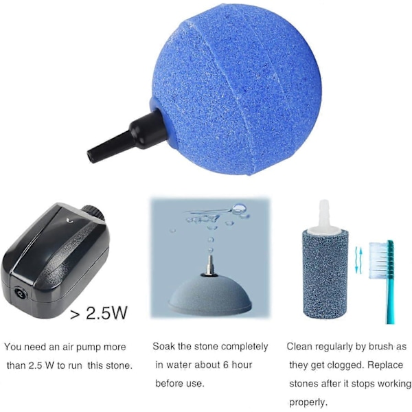 5cm Blå Boll Luftsten Bubbel Diffuser för Akvarium 2 W Luftpump, 4-pack