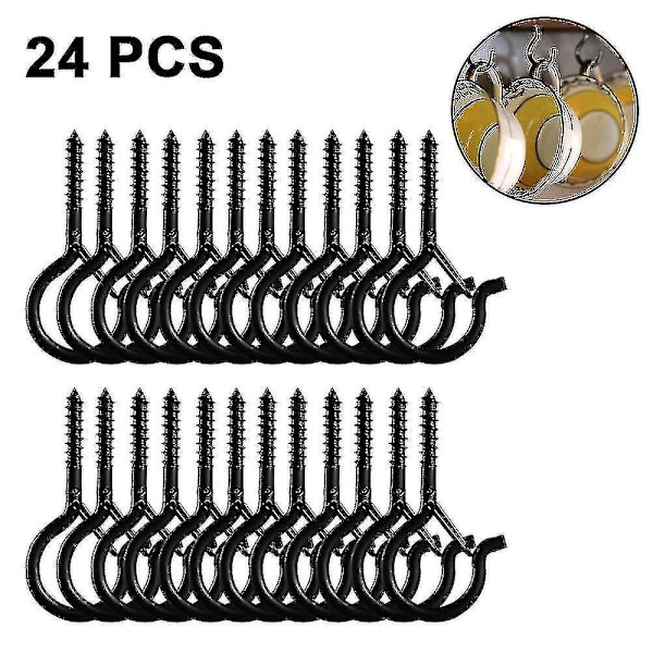 24 kpl ruuvikiinnitteisiä koukkuja ulkovalosarjoihin - ruuvikoukkuja kattokoukkuja - dwdz