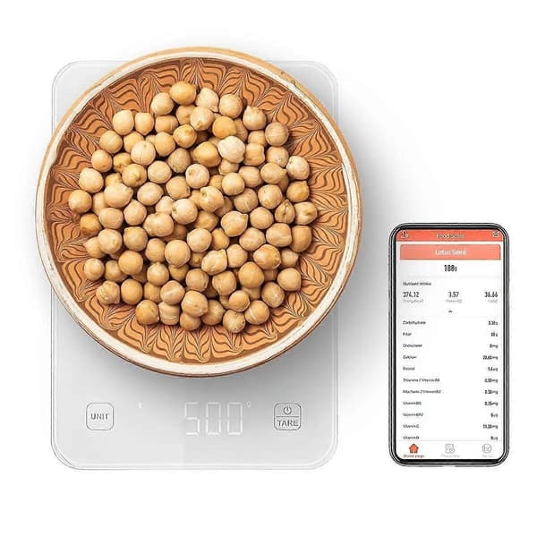 Smart digital matvåg med app, köksvåg med hög precision