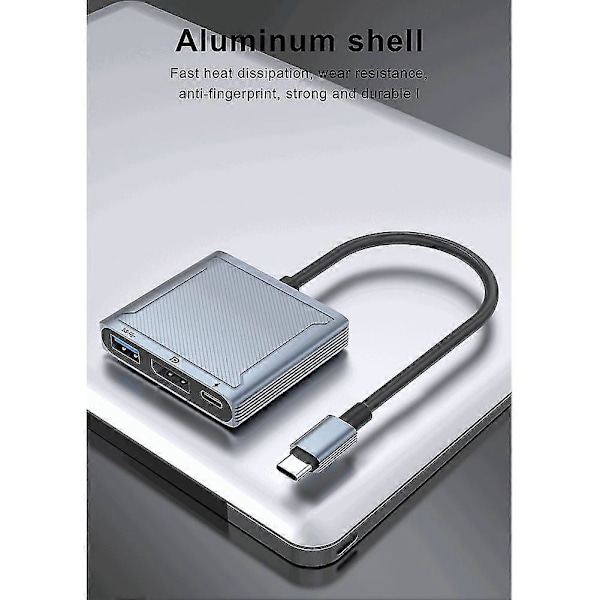 3-in-1 USB Type-C -telakointiasema, Type-C - DisplayPort - USB 3.0 -liitäntä, PD 100W, 8K@60Hz, 4K@144Hz, muuntaja MacBookille