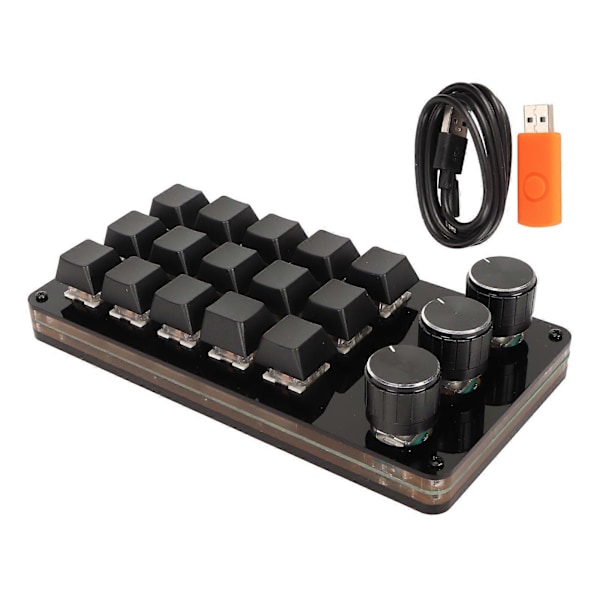 Mini Tilpasset Tastatur 15 Taster 3 Knapper Programmerbar Blå Bryter Hot Swappable Programmering Makrotastatur for Dataspill