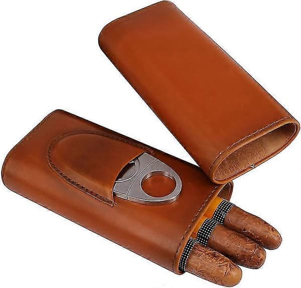 Cigarr Läder Humidorer, Cigarr Läderlåda, Brun Läder Humidor 1st